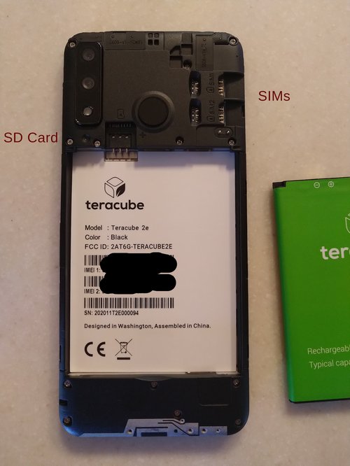 Teracube 2e SIM and SD card